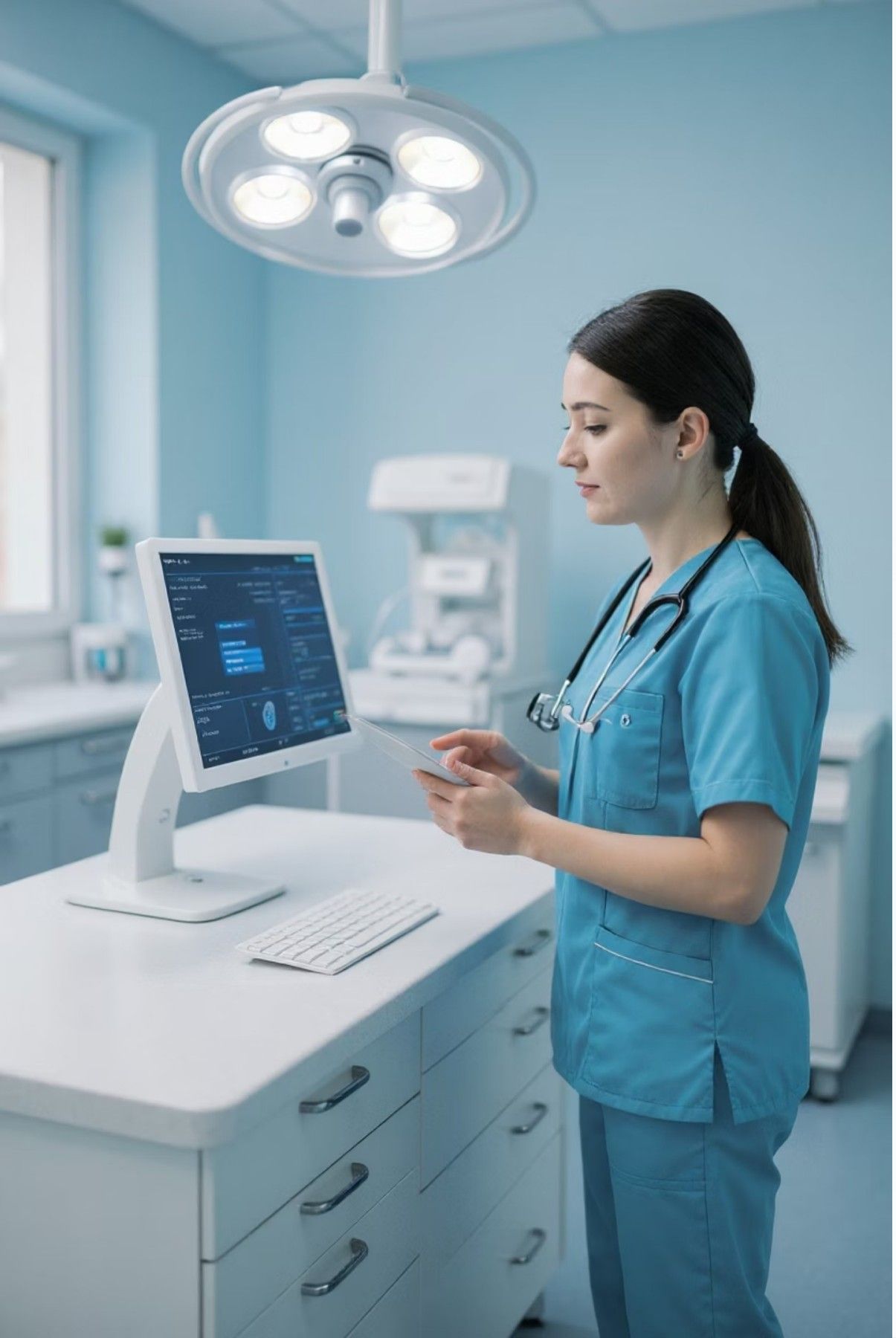 Doctora usando OpenHealth en su consultorio